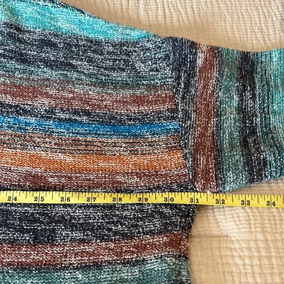 Naturals Striped Multicolor Knit Hoodie Sweater Beachy Oversized Lightweight 2X - Picture 8 of 9